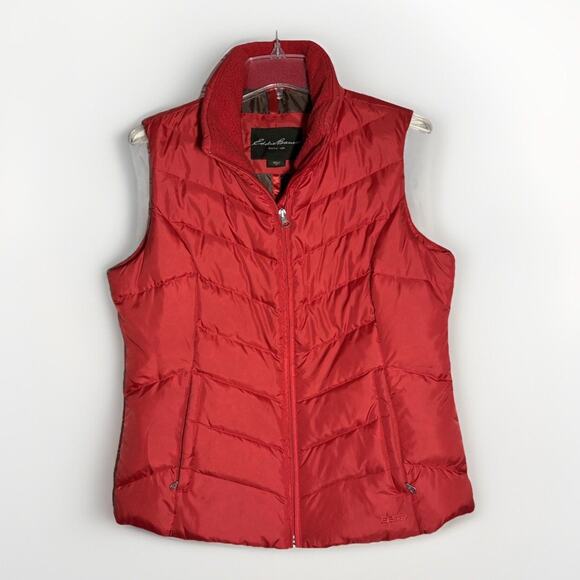 Eddie Bauer Women's M Goose Down Red Puffer Quilted Vest EB550 - Picture 1 of 5